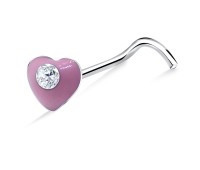 Pink Heart Curved Nose Stud NSKB-784